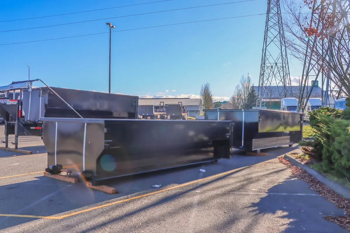 Roll-off dumpster ready for waste disposal at job site for 6 Yard Dumpster Rental in Center